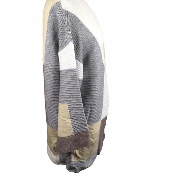 Colorblock Ribbed Open Cardigan Sweater Size Medium NWT - Picture 7 of 11